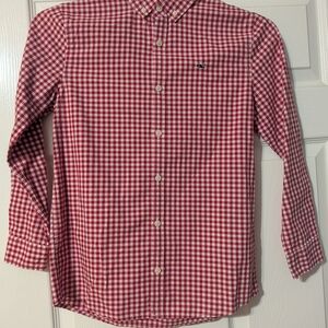 Vineyard Vines Boys Red and White Checkered Button Down Shirt